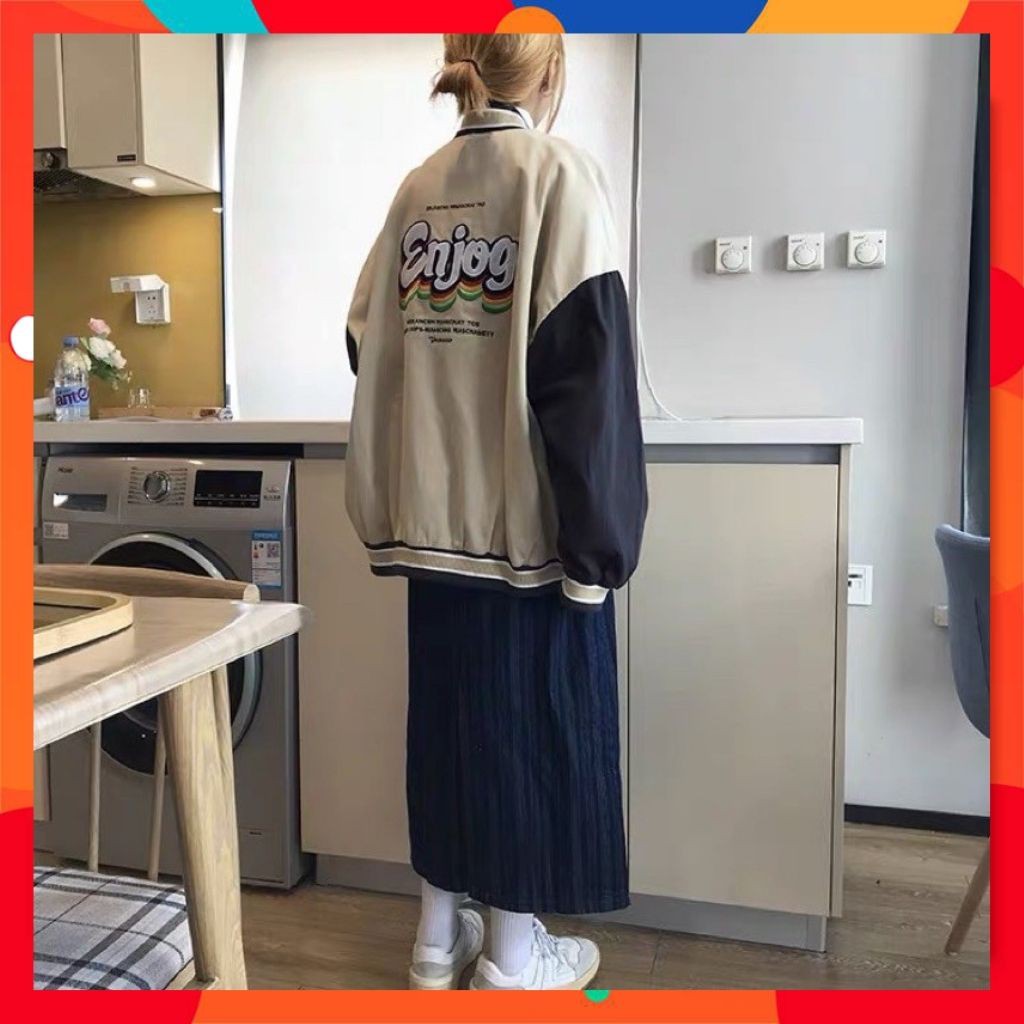Áo khoác dù nhẹ bóng chày unisex form rộng AKD14 LECHAU vải nylon 2 lớp bền đẹp