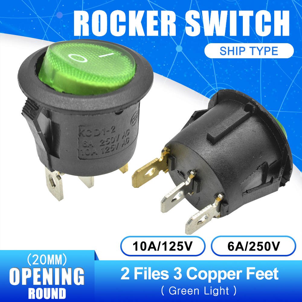 Bộ 5 Công Tắc On-Off On Off Chống Nước Ac 6a / 250v Kcd1 2pin 3pin 4pin 20mm Cho Bảng Điều Khiển Xe Hơi / Tàu Thuyền