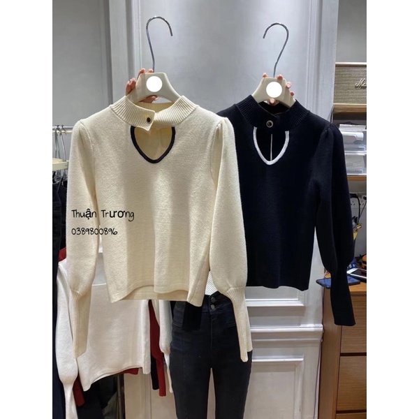 Áo len cổ choker