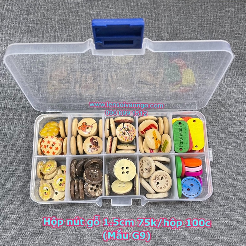 Hộp 100 cái nút gỗ 1.5cm