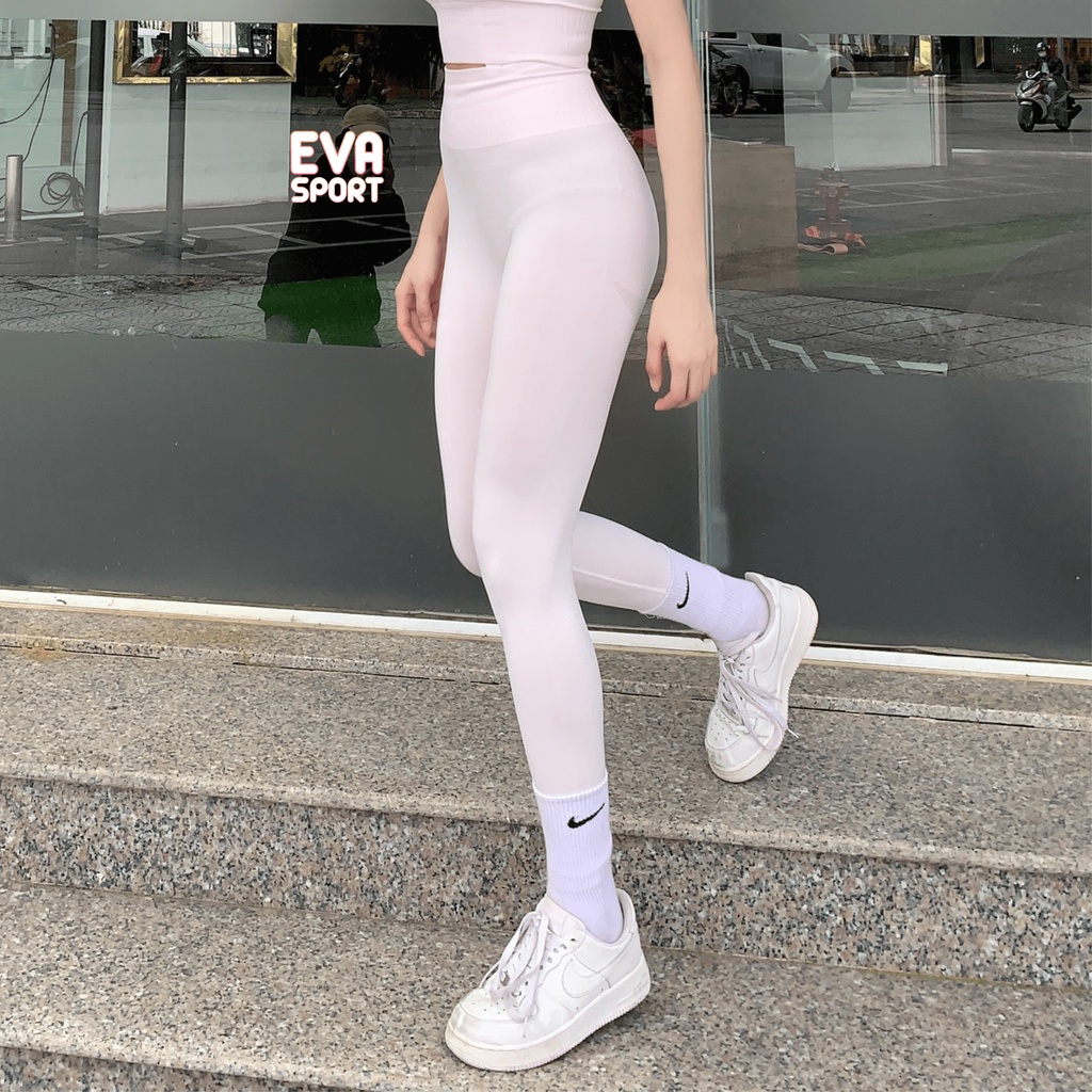 Quần legging nữ tập gym yoga aerobic thể thao có chun mông tôn dáng vải co dãn 4 chiều  EVASPORT