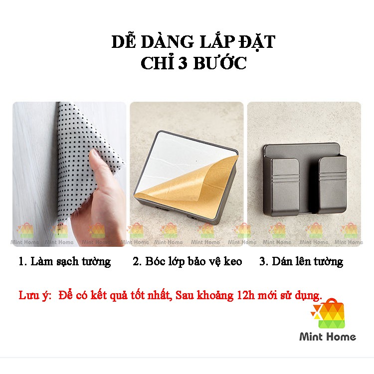 Kệ dán tường để remote, đựng điều khiển đồ dùng đa năng/ giá đỡ sạc điện thoại có lỗ luồn dây điện treo tường