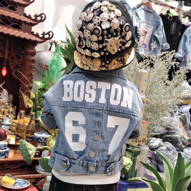 Áo jean cho bé mẫu in BOSTON 67