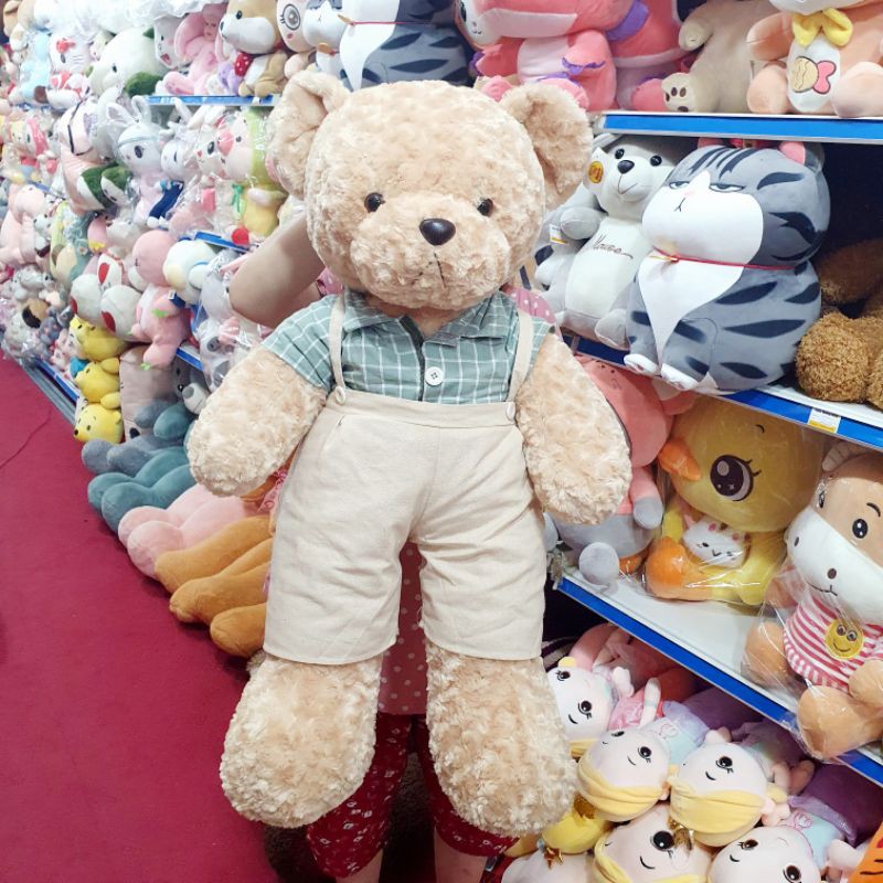 Gấu Bông Teddy Mặc Yếm Dễ Thương Mềm Mượt