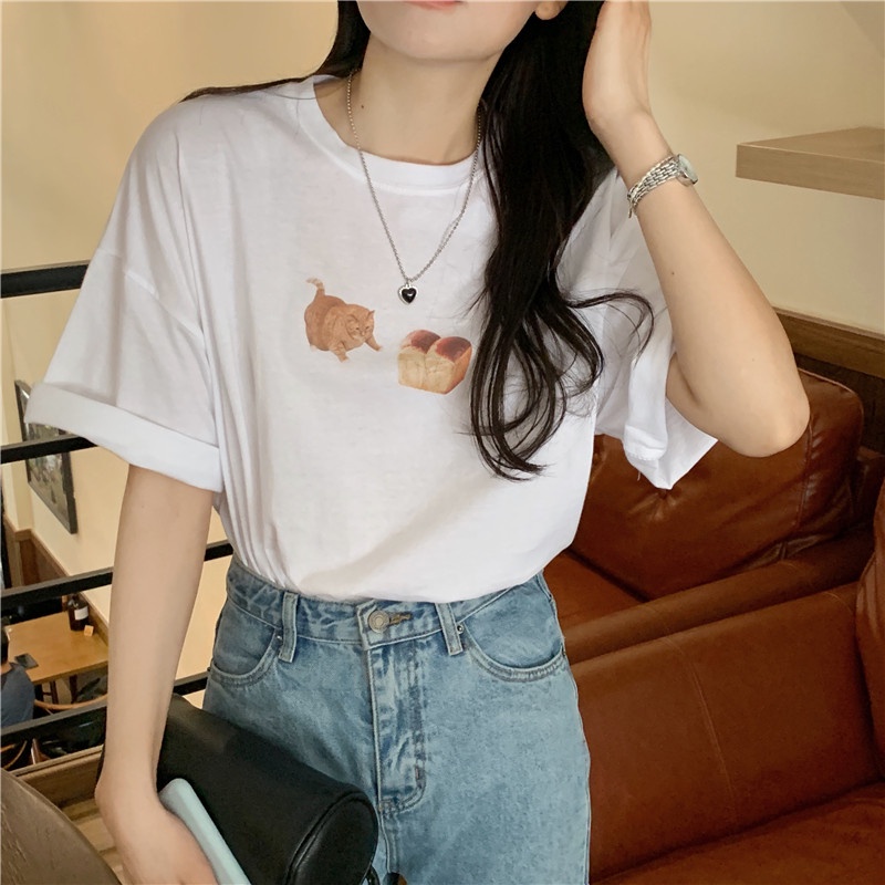 Áo Thun In Hình Mèo Dễ Thương 49116