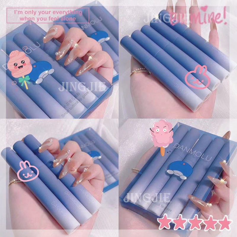 [Hàng mới về] Set 5 son kem lì DANMOLU chống khô môi trang điểm thời trang