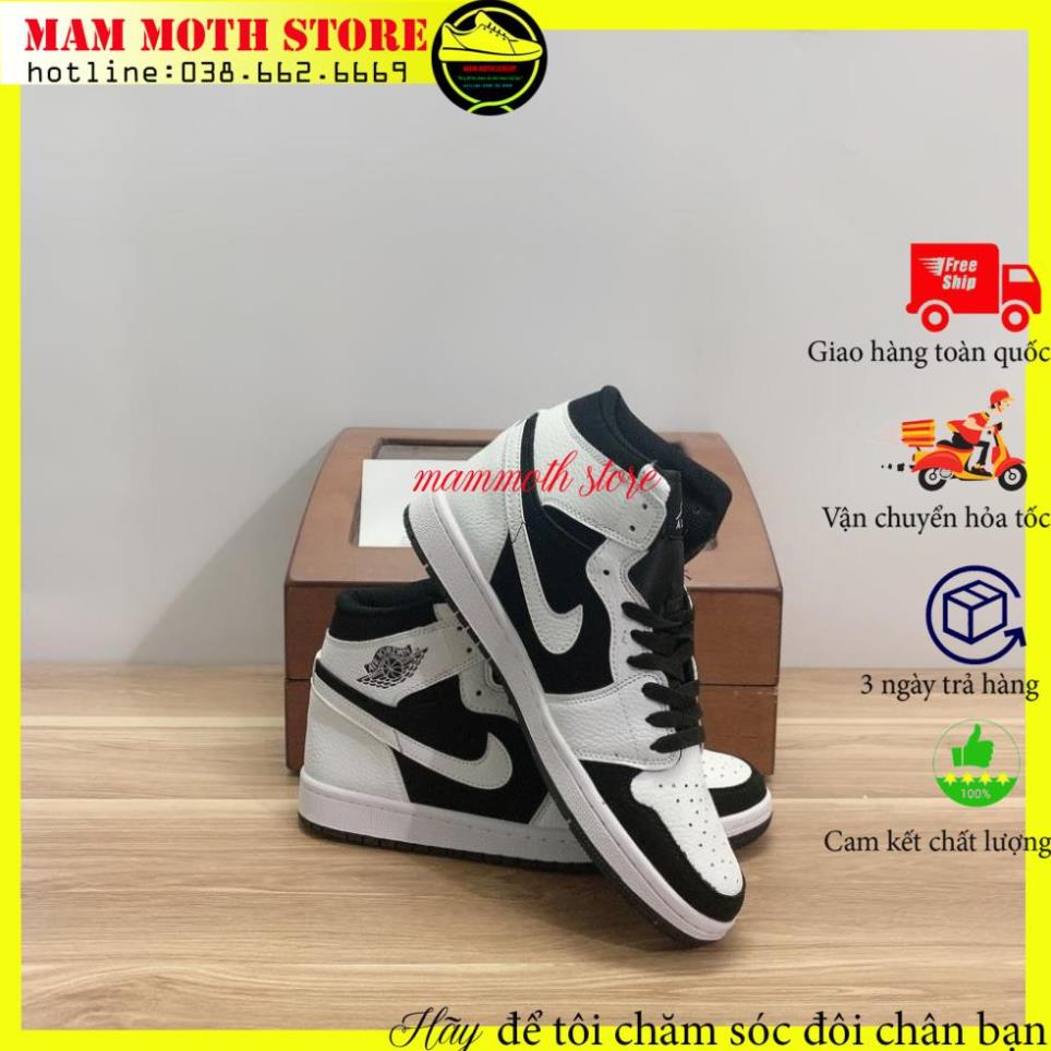 Giày jd, sneaker nam nữ,air jor dan 1 mid white black trắng đen cao cổ full size linh pk MAMMOTH