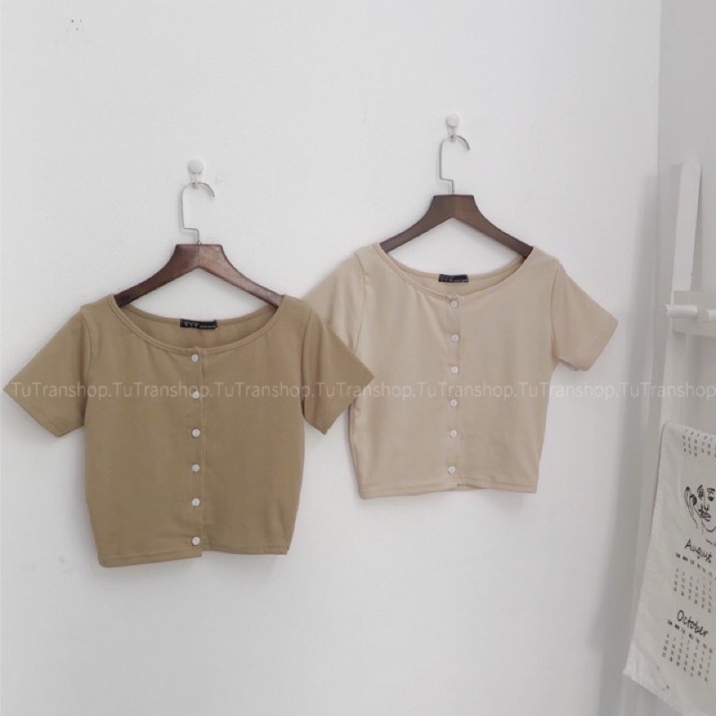 Áo CROPTOP CỘC TAY CÚC DỌC (Ảnh thật)