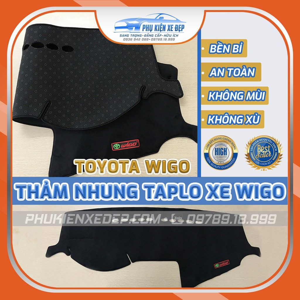 Thảm chống nóng taplo cho xe TOYOTA WIGO chất liệu Nhung Lông cừu 3 lớp chống trượt