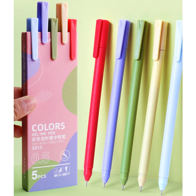 Set 5 Bút Mực gel Ngòi 0.5mm Nhanh Khô Nhiều Màu Sắc Dành Cho Học Sinh