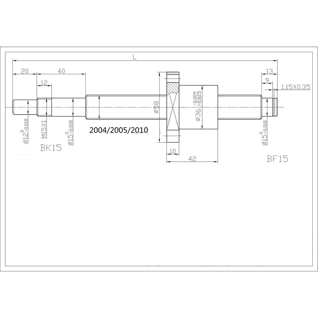 Bộ đai ốc vitme bi 2010 TBI đã tiện đầu dài 350mm (đã bao gồm đai ốc )