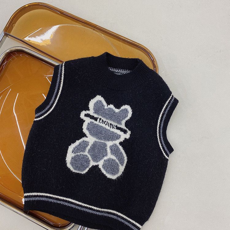 Áo Sweater Dệt Kim Không Tay Phong Cách Xuân Thu Mới Dễ Phối Đồ Cho Bé Trai