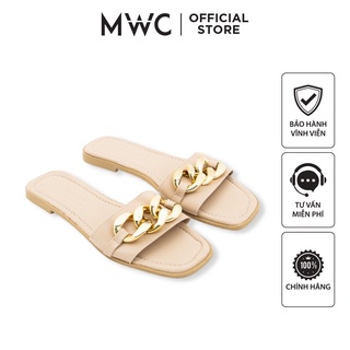 Dép Nữ MWC Đế Bệt Quai Ngang Cách Điệu Siêu Hot NUDE- 10059