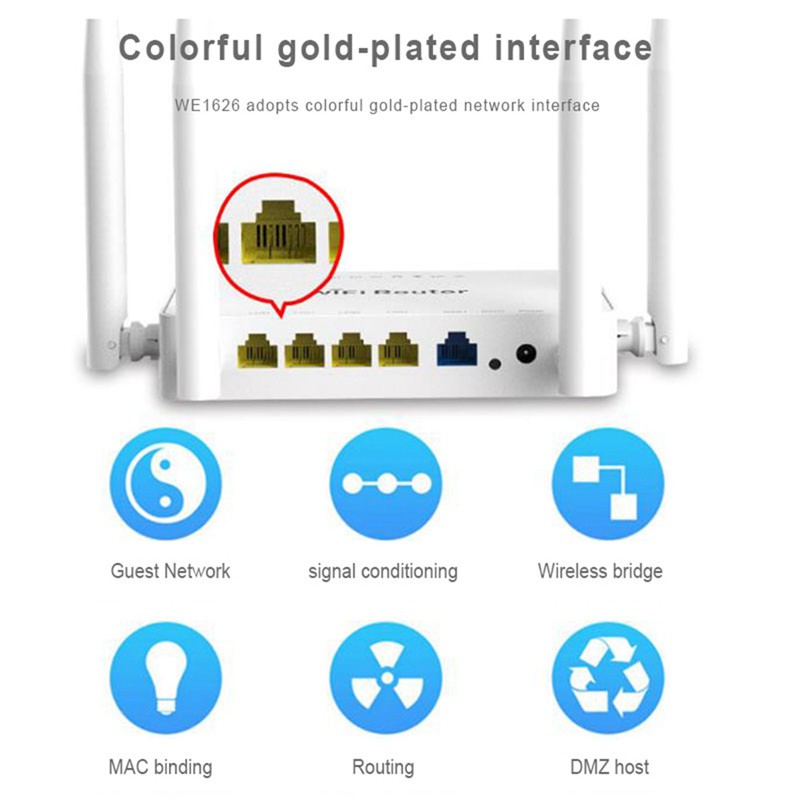 Thiết Bị Phát Wifi Không Dây 300mbps 5 Cổng Cắm 2.4ghz Với 4 Ăng Ten | BigBuy360 - bigbuy360.vn