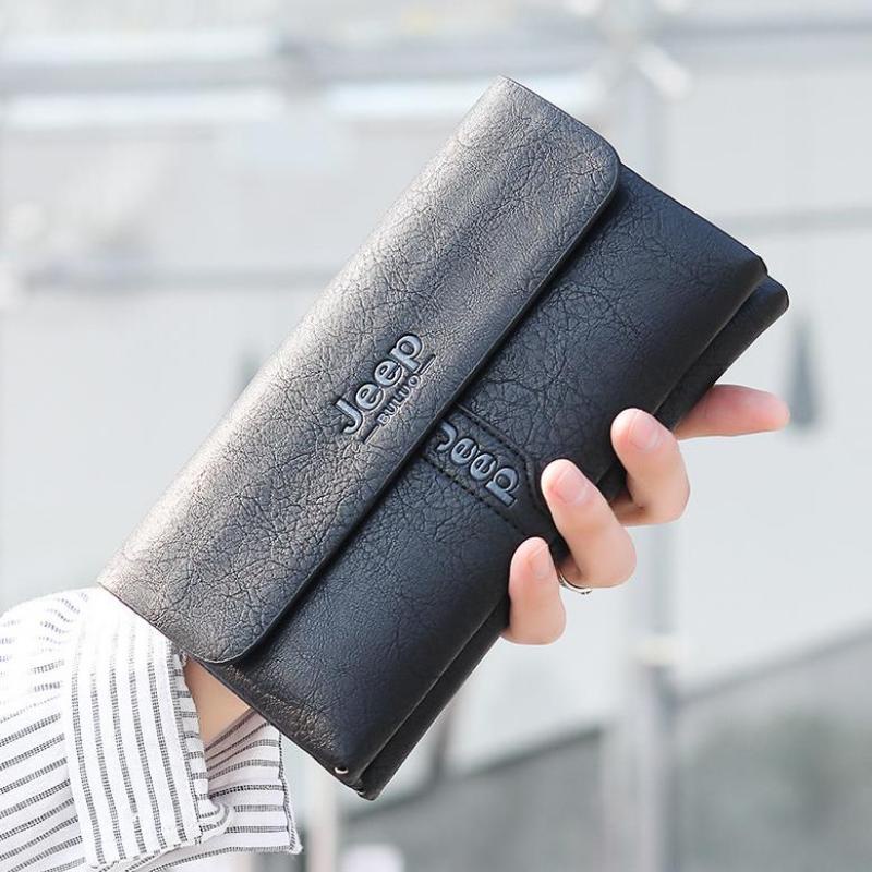 Ví nam dáng dài cầm tay hai lớp phong cách thời trang Âu Mỹ