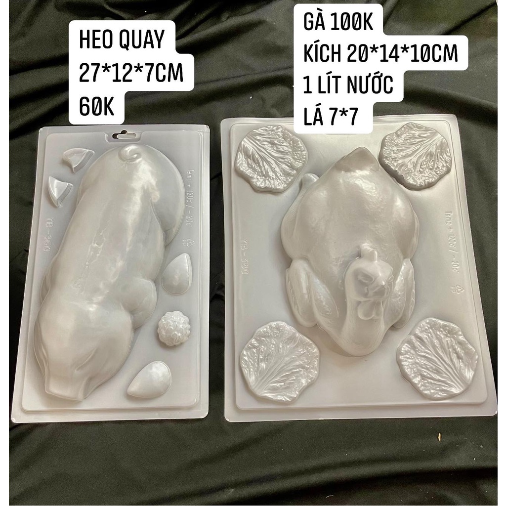 Khuôn Nhựa khuôn động vật Làm Thạch Vĩ Heo Quay Gà Quay