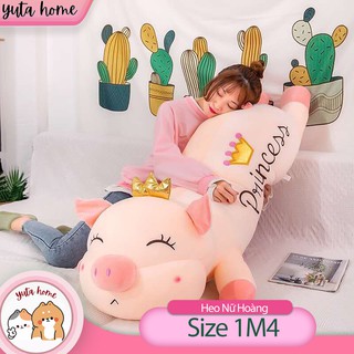 Gấu Nhồi Bông Gối Ôm Lợn (Heo) Nữ Hoàng Vương Miện Size Lớn Cực Hot -  Vải Nhung Co Dãn 4 Chiều Bông Gòn Cao Cấp - Yuta