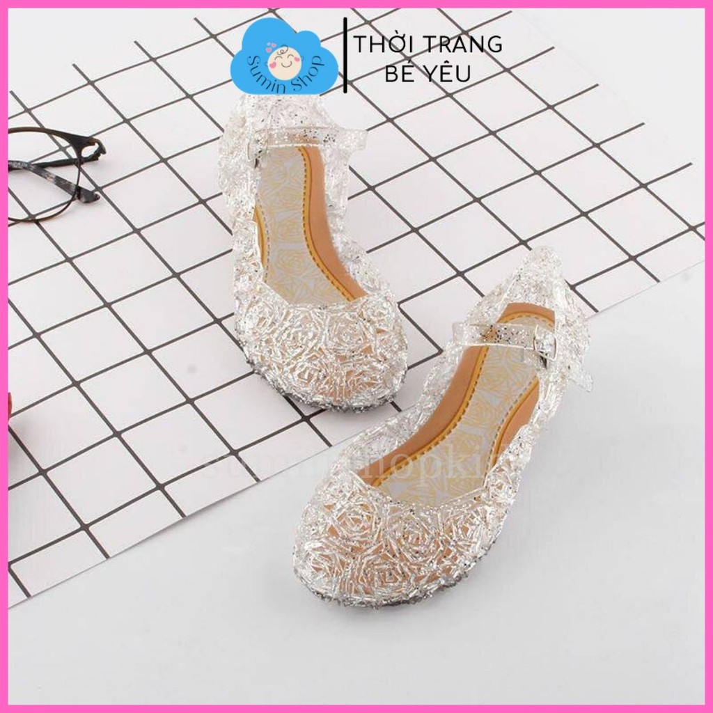 Giày sandal cho bé gái họa tiết pha lê trong suốt phong cách giày công chúa Elsa cho bé gái SUMIN KIDS