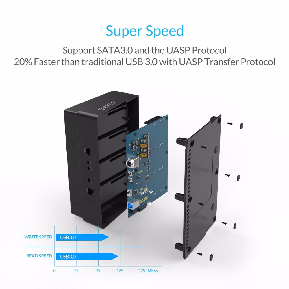 Đế Gắn Ổ Cứng Ngoài Orico 64TB USB 3.0 SATA I / II / III 4 Cho 2.5 / 3.5 Inch HDD SSD (6648US3)