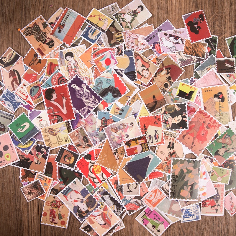 Set 40 Miếng Dán Trang Trí Nhật Bản Phong Cách Retro Nhật Bản
