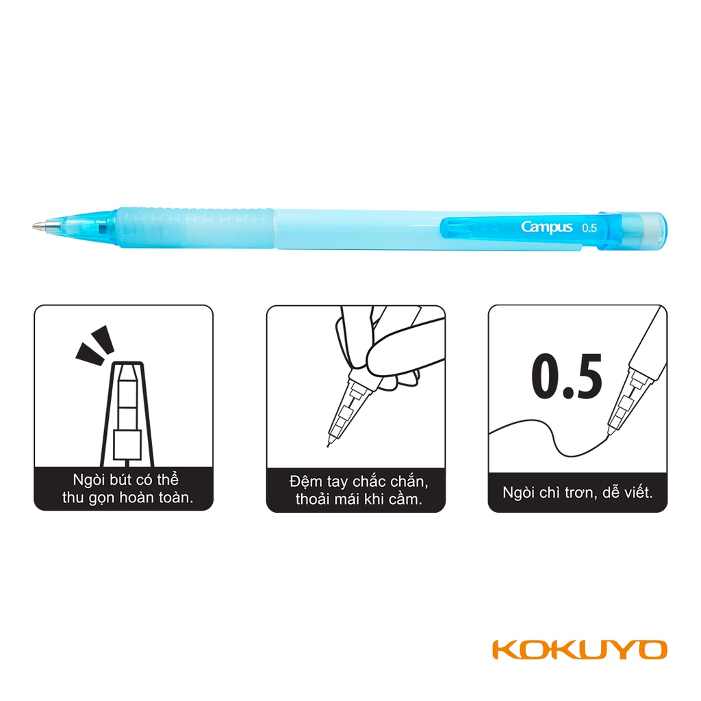 Bút Chì Bấm Campus Young And Fresh 0.5mm Chống Gãy Ngòi Chất Lượng Nhật Cây Đầu To