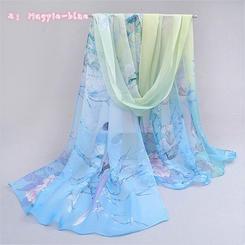 Khăn Choàng Cổ chiffon In Họa Tiết Hoa Thời Trang Mùa Thu Cho Nữ