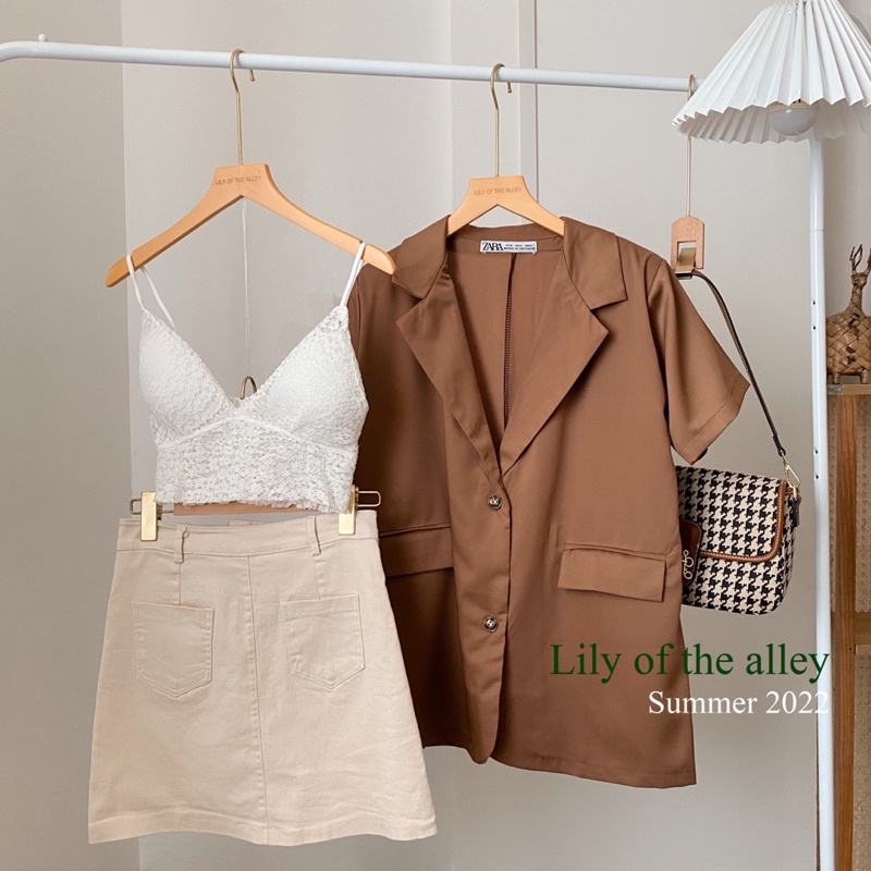 Áo blazer cộc tay đệm vai