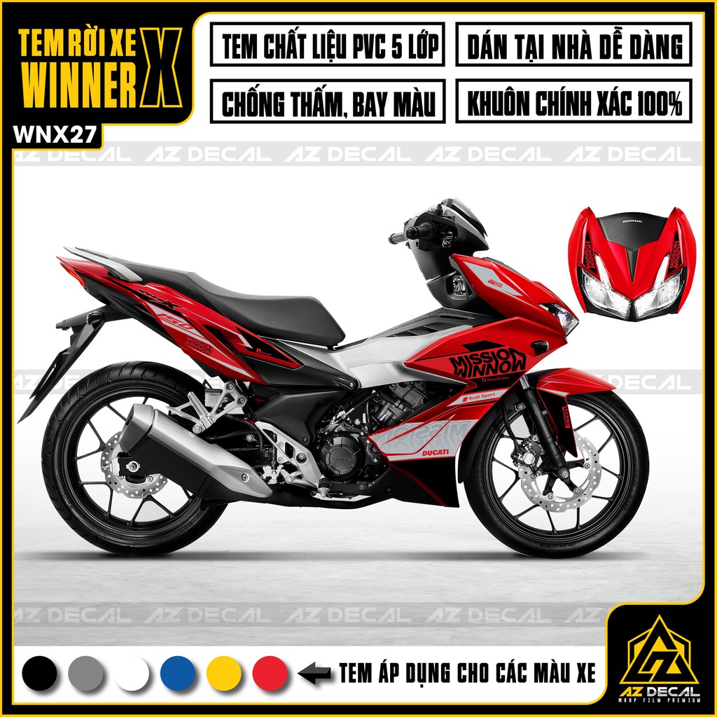 Tem Xe Winner X Mẫu Mission | WNX27 | Tem Xe Chống Nước, Chống Bay Màu, Decal Cắt Khuôn Sẵn Dễ Dán