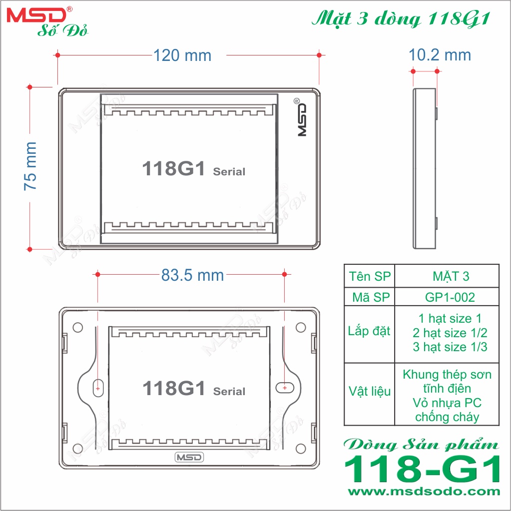 HẠT Ổ CẮM ĐIỆN 3 CHẤU ĐƠN ĐA NĂNG 15A250V - SIZE 1/2 - DÒNG 118G1 - MÀU TRẮNG TUYẾT