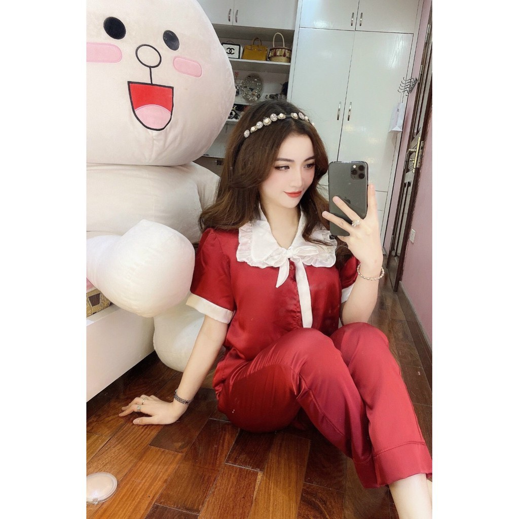 Bộ Đồ Pijama Mặc Nhà - Bộ Lụa Satin Cộc Tay Quần Dài Họa Tiết Cao Cấp [Kèm Hình ảnh Thật ] | BigBuy360 - bigbuy360.vn