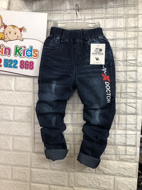 SB9001 - Quần bò quần jean cho bé lớn  xanh sz 35-50kg quần jeans be trai cạp chun