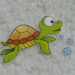 Sticker hình ủi lên áo hình chú rùa ham chơi kt 4*7