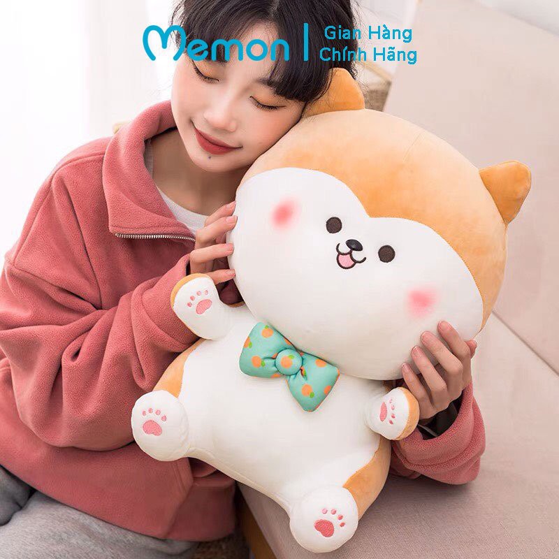 Gấu Bông Shiba Inu Mập Đeo Nơ Cao Cấp Memon