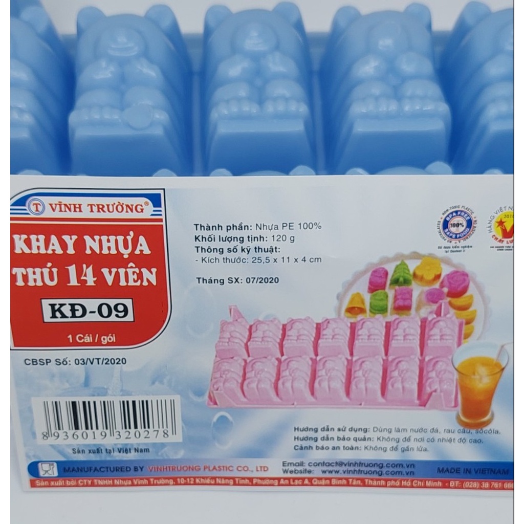 Lốc 5 Khay Đá - Chữ Nhật - Gấu Nhỏ  Dk 09 - VT