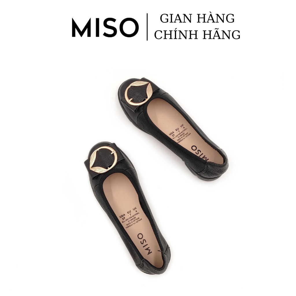 Giày búp bê nữ mũi tròn basic da thật êm mềm phối khoá độc đáo đi làm đi chơi MISO M020