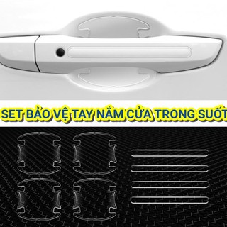 Bộ 10 miếng dán silicon dán chống xước tay nắm và hõm cửa , gương chiếu hậu xe hơi