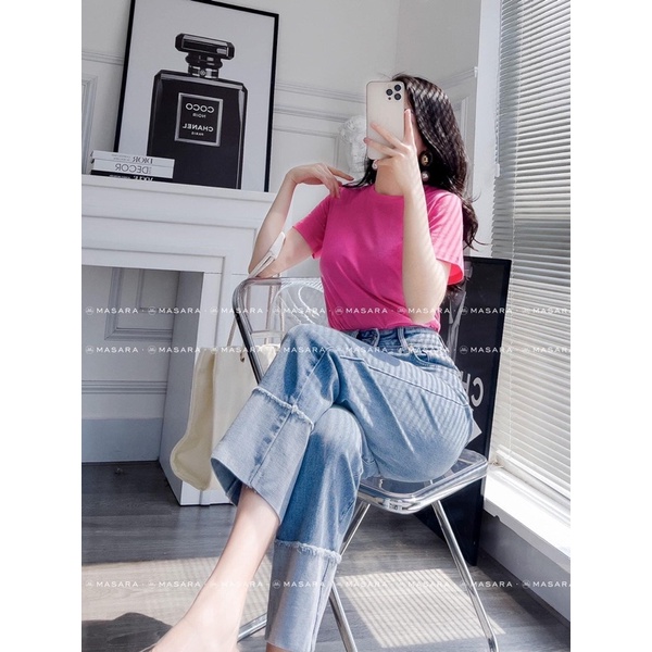 Quần bò xuông gập gấu chất dày