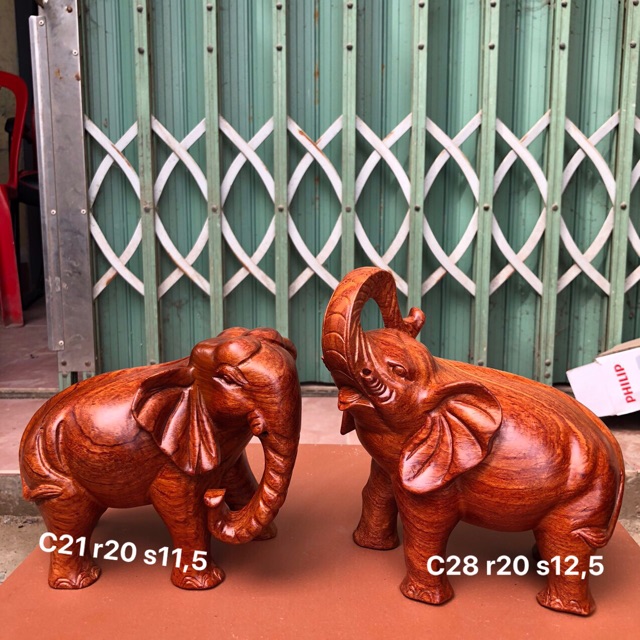 Cặp voi gỗ hương lam phi