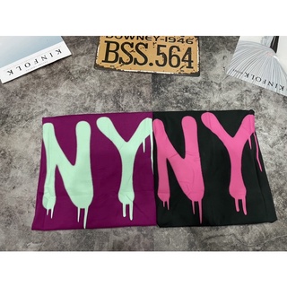 Áo thun ny unisex màu tím/xám đen in logo xanh/hồng