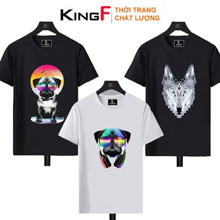 Áo thun KingF FORM VỪA TAY NGẮN Áo phông in hình CHÓ NGẦU 3 dành cho nam nữ - Cá tính, chất vải mềm mịn, thoáng mát