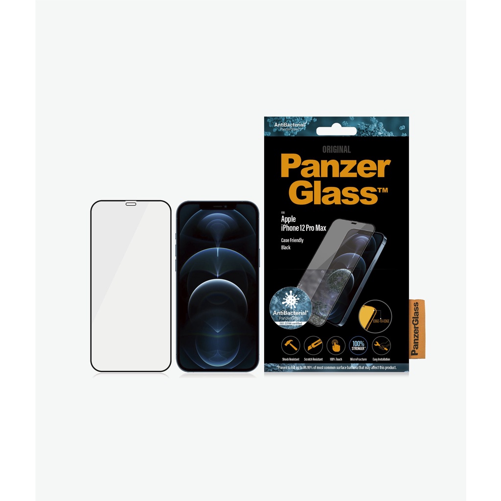 Kính Cường Lực Dành Cho IPhone 12 Series PanzerGlass™ kháng khuẩn tiêu diệt vi khuẩn và bào tử nấm trên kính điện thoại