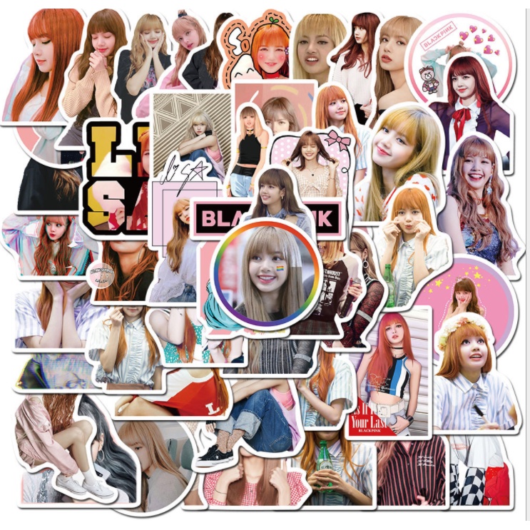 Sticker BLACK PINK - LISA nhựa PVC không thấm nước, dán nón bảo hiểm, laptop, điện thoại, Vali, xe