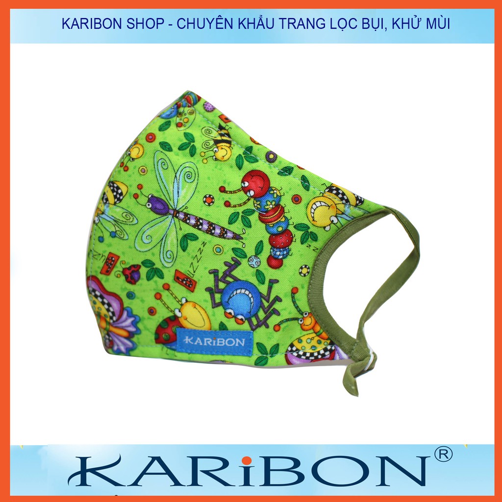 Combo 2 khẩu trang Karibon Cotton cỡ S/XS cho trẻ em.