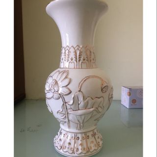 Bình bông lọ cắm hoa bạch ngọc sen nổi cao 23cm