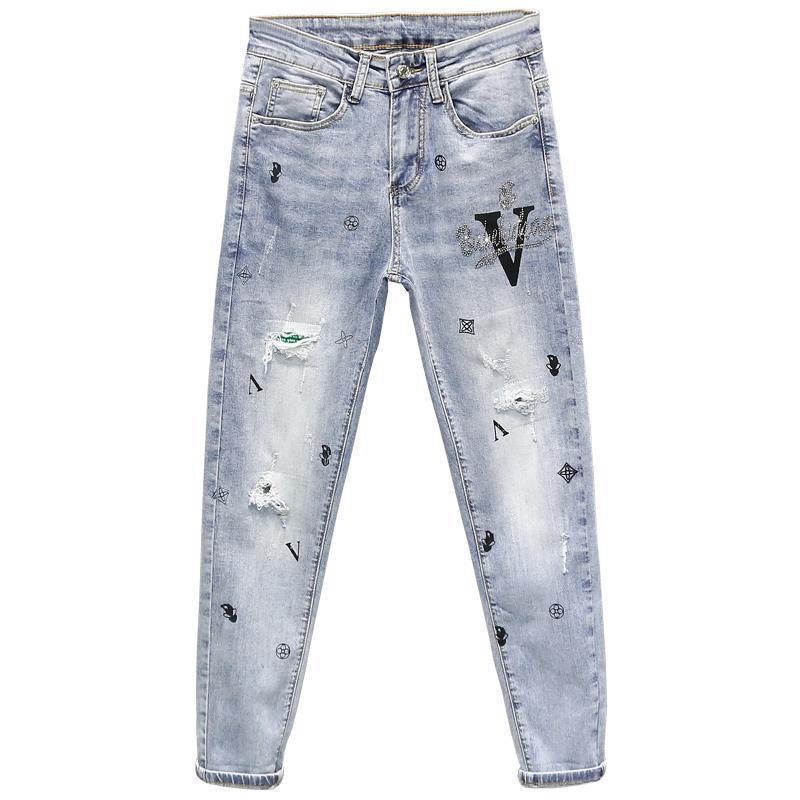 Quần Jean Dài Phối Rách Cá Tính Dành Cho Nam