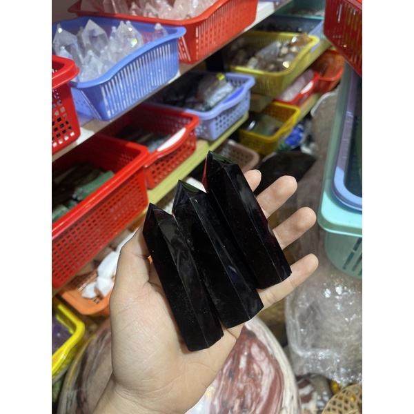 Trụ đá Onyx đen size 8-10 cm - Trụ đá thanh tẩy màu đen