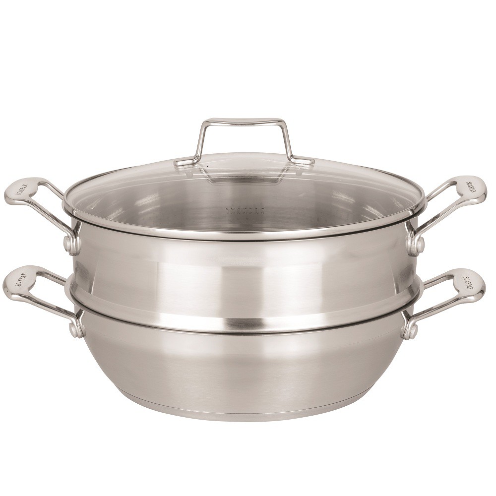 Chảo inox từ kèm xửng hấp cao cấp Scanpan Impact 28cm, thiết kế 3 lớp, an toàn sức khỏe, hàng chính hãng 71122810