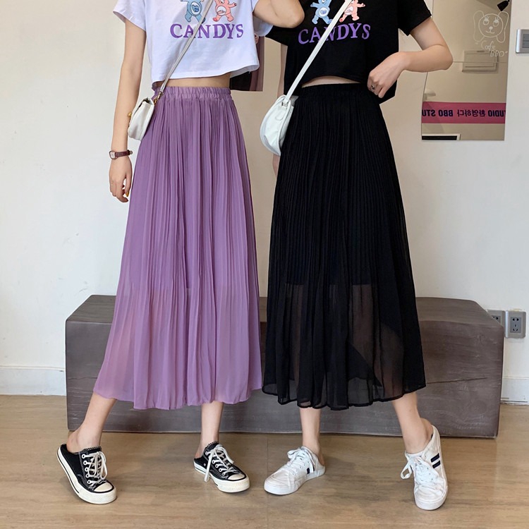 Chân Váy Voan Dài Lưng Cao Xếp Ly Xinh Xắn Cho Nữ | BigBuy360 - bigbuy360.vn