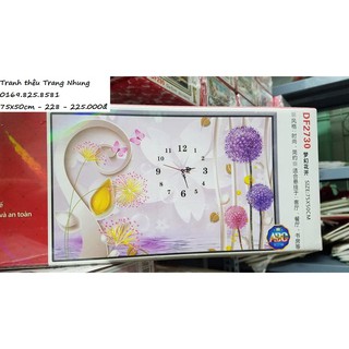Tranh đính đá đồng hồ hoa đẹp Df2730 75*50cm