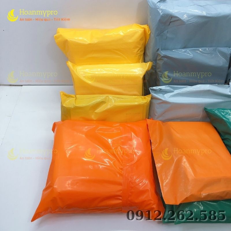 Bịch NiLon Pe Gói Hàng Niêm Phong 10 Túi Màu Cam Bóng Size 20x30 TuiGoiHangHoanmypro